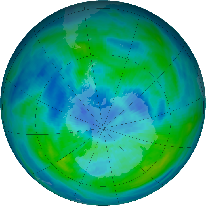 Antarctic ozone map for 27 March 1985